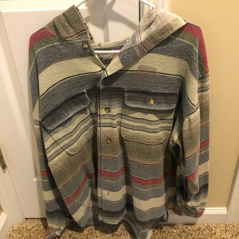 Vintage long sleeve hooded button down.
